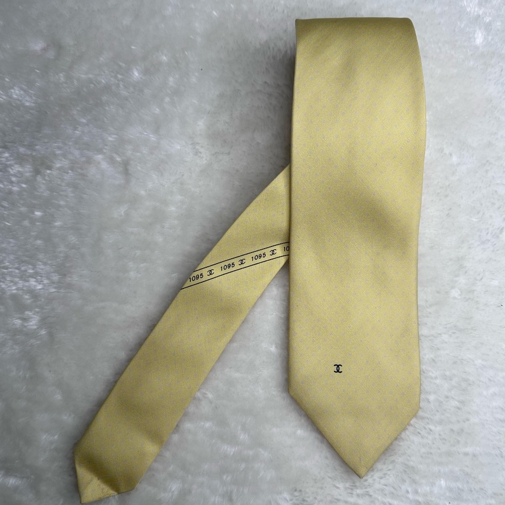 Chanel Yellow Polka Dot Tie